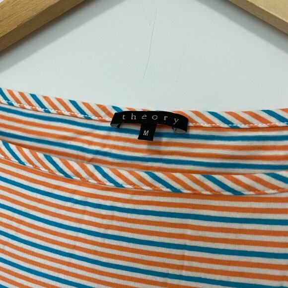 Theory Orange & Blue Striped Top Size Medium - Picture 2 of 4